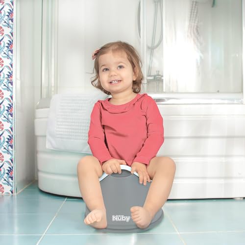 Nuby Beginner's Potty Training Seat - Removable Bowl and Integrated Splash Guard - 9+ Months - Gray