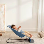BabyBjörn Bouncer Bliss, Woven mélange, Blue | 2-in-1 Adjustable Baby Bouncer Seat and Toddler Chair, Newborn to Toddler (8-29 lbs), 4 Positions, Lightweight & Portable