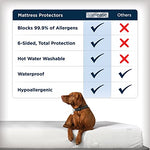AllerEase Waterproof Mattress Protector Stain Protection Queen Size Allergen Barrier Hot Water Washable Machine Washable Durable Zippered Knit Mattress Cover Stretch Corners (White)