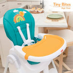 Dream On Me Fisher Price Tiny Bites Baby & Toddler Highchair – Hello Sunshine, One-Click Folding, 7 Adjustable Height Levels, 2 Recline Positions, Removable Dishwasher-Safe Tray, Space-Saving