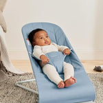 BabyBjörn Bouncer Bliss, Blue, Woven, Petal Quilt | 2-in-1 Adjustable Baby Bouncer Seat and Toddler Chair, Newborn to Toddler (8-29 lbs), 4 Positions, Lightweight & Portable