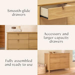 Babyletto Bondi 6-Drawer Assembled Dresser in Honey with Vegan Leather Drawer Pulls, Greenguard Gold Certified