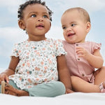 Simple Joys by Carter's Baby Girls' Sleeveless Rompers, Pack of 2, Peach/White Floral, 3-6 Months