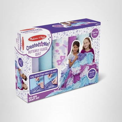 Melissa & Doug Created by Me! Butterfly Fleece Quilt No-Sew Craft Kit (48 Squares, 4 feet x 5 feet)