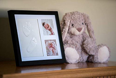 Little Hippo Baby Handprint Kit | Clay Footprint Keepsake Kit, Baby Prints Photo Frame, Infant Picture Frame, Baby Shower Gifts for Boy or Girl, Newborn Keepsakes (Black)