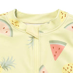 Gerber Baby Girls Toddler Long Sleeve One Piece Rashguard Swimsuit, Yellow Fruit, 12 Months