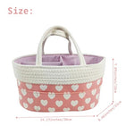 Pink Diaper Caddy Organizer for Baby Girl-Large Portable Diaper Caddy Basket for Changing Table-Diaper Organizer Caddy-Car Travel Tote Bag-Newborn Registry Baby Shower Basket for Diapers & Wipes