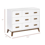 Babyletto Scoot 6-Drawer Dresser in White and Natural Walnut, Greenguard Gold Certified