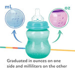 Nuby Wide Neck Non-Drip Bottle - Baby Bottles with Anti-Colic Vari-Flo Valve - (3-Pack) 8 Oz - 0+ Months - Aqua, Pink, Purple