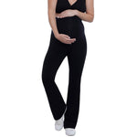Motherhood Maternity Women's Essential Full Length Secret Fit Over The Belly Flare Pregnancy Yoga Pants, Black, Medium