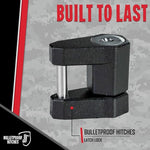Bulletproof Hitches - Trailer Latch Lock - Trailer Coupler Latch Lock - Fits All 1-7/8", 2", and 2-5/16" Couplers - Cut-Resistant & Pick-Resistant