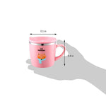 Baby Kids Toddler Sippy Cup Mug for Milk, Coffee, Stainless Steel Trainer Straw Cup with Lid, Fox, 7oz/Pink