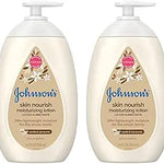 Johnson's Skin Nourish Moisturizing Baby Lotion for Dry Skin with Vanilla & Oat Scents, Gentle & Lightweight Body Lotion for the Whole Family, Hypoallergenic, Dye-Free, 16.9 fl. oz