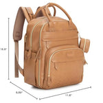 BabbleRoo Leather Diaper Bag Backpack - Baby Essentials Travel Baby Bag, Multi function, Waterproof, with Changing Pad, Stroller Straps & Pacifier Case – Unisex, Light Brown