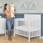 Dream On Me Ava 4-in-1 Mini Baby Crib with Daybed & Twin Bed Conversion in White, GreenGuard Gold & JPMA, Non-Toxic Finish, 3-Position Adjustable Height, Includes 1″ Mattress Pad