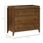 Babyletto Sprout 3-Drawer Changing Table Dresser w/Removable Tray | GREENGUARD Certified Baby Dresser with Changing Table Top & Storage for Nursery - Versatile Use for Bedroom/Hallway, Natural Walnut