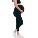 Motherhood Maternity Women's Maternity Essential Stretch Crop Length Secret Fit Belly Leggings, Black, Small