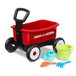 Radio Flyer My 1st Wagon 2-in-1 Walker & Pull Wagon with Beach and Garden Tools for Toddlers Ages 1-4, Red Amazon Exclusive