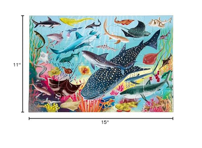 eeBoo 20 Piece Jigsaw Puzzle - Sharks & Friends Children's Puzzle Ocean Themed, Large Pieces for Small Hands to Develop Motor Skills