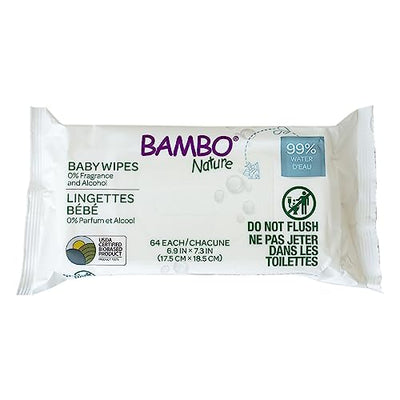 Bambo Nature baby wipes packaging on a white background