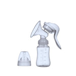 Manual breast pump with a bottle on a white background