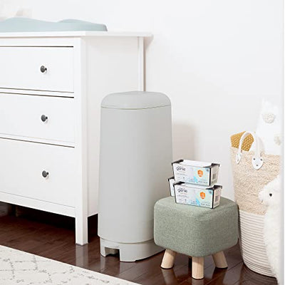 Diaper Genie Signature Pail (Grey) Includes 1 Easy Roll Refill with 18 Bags | Holds Up to 846 Newborn-Sized Diapers Per Refill