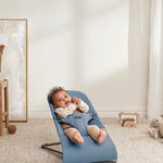 BabyBjörn Bouncer Bliss, Woven mélange, Blue | 2-in-1 Adjustable Baby Bouncer Seat and Toddler Chair, Newborn to Toddler (8-29 lbs), 4 Positions, Lightweight & Portable