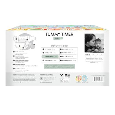 The Honest Company Clean Conscious Diapers for Sensitive Skin | Hypoallergenic, Fragrance Free | Spring '25 Limited Edition Prints | Club Box, Size 2 (12-18 lbs), 72 Count