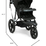 Delta Children Apollo Jogging Stroller - Shock Absorbing Frame with Large Canopy & Recline - Car Seat Compatible, Black