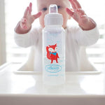 Dr. Brown's Milestones Narrow Sippy Bottle, 100% Silicone Soft Sippy Spout, 8oz/250mL, Fox, 6m+