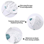 pureborn B-Newborn Unisex Baby Sun Hat Wide Brims Bucket Hat Sun Protection with Straps Elephant+Blue Stripe 0-3 Months
