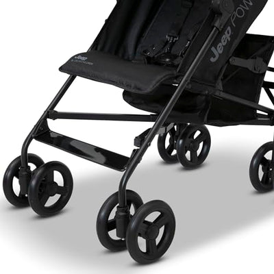 Jeep PowerGlyde Stroller by Delta Children Lightweight Travel Stroller with Smoothest Ride & Compact Fold, 3-Position Recline, Extra Large Storage Basket, Olive Green