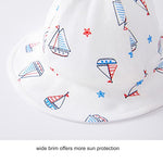 pureborn Baby Sun Hat - Wide Brims Cotton Bucket Hat Sun Protection Cap for Infant Boys 0-3 Months Star-Spangled Sailboat