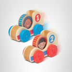 Melissa & Doug GO Tots Wooden Race Cars (2 Cars, 2 Disks) Stacking Toys For Infants, Hand Push Vehicles, Wooden Car Toys For Toddlers Ages 1+ - FSC-Certified
