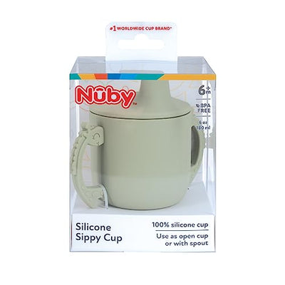 Nuby Animal Friends Silicone Sippy Cup - Toddler Cup with Two Handles - 6+ Months - Green Giraffe