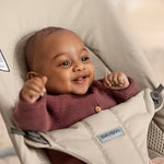 BabyBjörn Bouncer Balance Soft, Tri-Fabric, Sand Grey | 2-in-1 Adjustable Baby Bouncer Seat and Toddler Chair, Newborn to Toddler (8-29 lbs), 4 Positions, Lightweight & Portable
