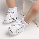 KKIIDDSS Unisex Baby Girls Boys Canvas High-top Shoes, Newborn Infant Anti-Slip Soft Sole Frist Walking Sneakers (A01/White,6-12 Months