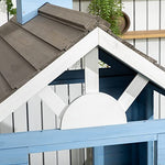 Outsunny Playhouse for Kids Outdoor, Country Style Wooden Playhouse with Flower Pot Holders, Working Door, Windows, Service Stations for 3-7 Years, Blue