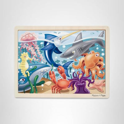 Melissa & Doug Under The Sea Ocean Animals Wooden Jigsaw Puzzle with Storage Tray (24 pcs)