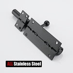 JQK Sliding Bolt Gate Latch Black, 6.3 Inch (Thick 2.4mm) Heavy Duty 304 Stainless Steel Barrel Bolt with Padlock Hole, Interior Door Latches 2 Pack, DL300-BK-P2