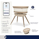 Maxi-Cosi Starling Smart Bassinet, CryAssist AI Cry Translation, 5 Rocking Motions, Cozy Mattress Pad, Machine-Washable Cover, Built in Bluetooth Speaker, Natural Heritage-COSI