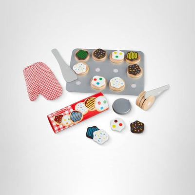 Melissa & Doug Slice and Bake Cookies Wooden Play Food Set with Toppings Pretend Cookies and Baking Sheet, Wooden Play Food Set, Toy Baking for Kids Ages 3+