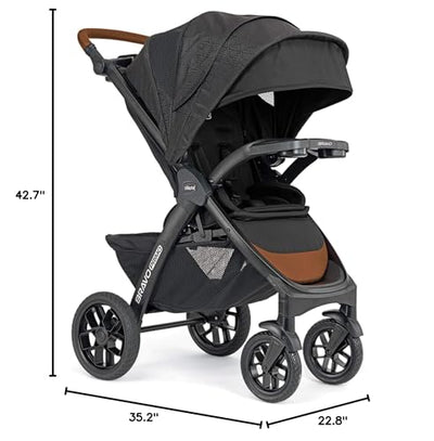 Chicco Bravo Primo Trio Travel System, Quick-Fold Stroller with Chicco KeyFit 35 Zip Extended-Use Infant Car Seat and Stroller Combo | Springhill/Black