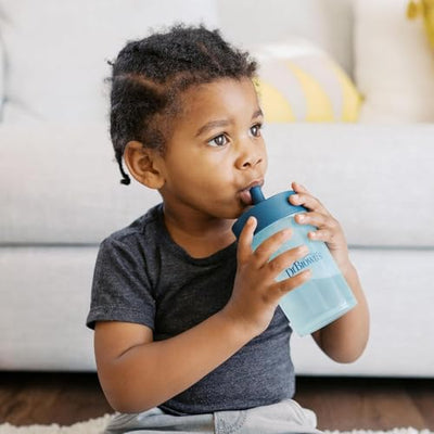 Dr. Brown's Milestones Straw to 360° Cup Set, Convertible Toddler Training Cup Set with Interchangeable Silicone Straw and 360 Degree Cup Lids, Blue Green, 10 oz/300 mL, BPA Free, 9m+, 2 Pack