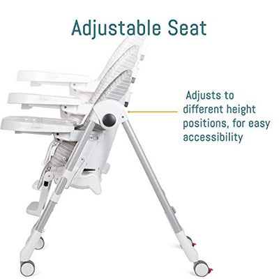 Peg Perego Prima Pappa Zero 3 - High Chair - for Children Newborn to 3 Years of Age - Made in Italy - Linear Grey (White & Grey)