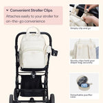 BabbleRoo Leather Diaper Bag Backpack - Baby Essentials Travel Baby Bag, Multi function, Waterproof, with Changing Pad, Stroller Straps & Pacifier Case – Unisex, Eggshell White