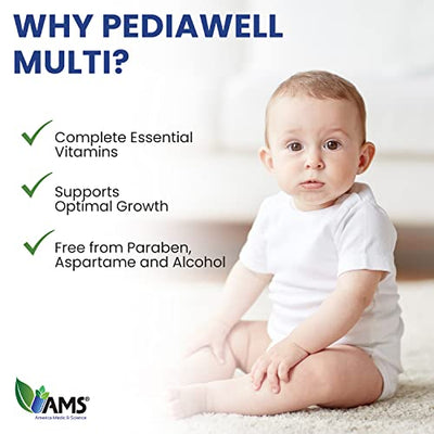 America Medic & Science PediaWell Multi (50 mL) | Baby Vitamin Supplement with Vitamin C | Enhanced Immune Support for Kids | Toddler Multivitamin Drops for Boosting Physical and Mental Growth