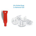BABY PROOF ME 24 Pack Outlet Covers & Removal Tool Baby Proofing, Provide Shock Prevention and Easy Installation, Safe and Secure Plastic Plug Covers for Power Sockets (24 Outlet Covers)