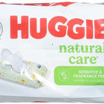 Sensitive Baby Wipes, Huggies Natural Care Baby Diaper Wipes, Unscented, Hypoallergenic, 99% Purified Water, 3 Flip-Top Packs (168 Wipes Total)