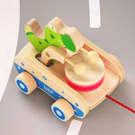 Baby Gift Wooden Toddler Pull Toy, Crocodile Drum Tapping Children's Toy, Baby dragging and Learning to Walk, Rope Traction Rope Crawling for Toddlers Ages 1+